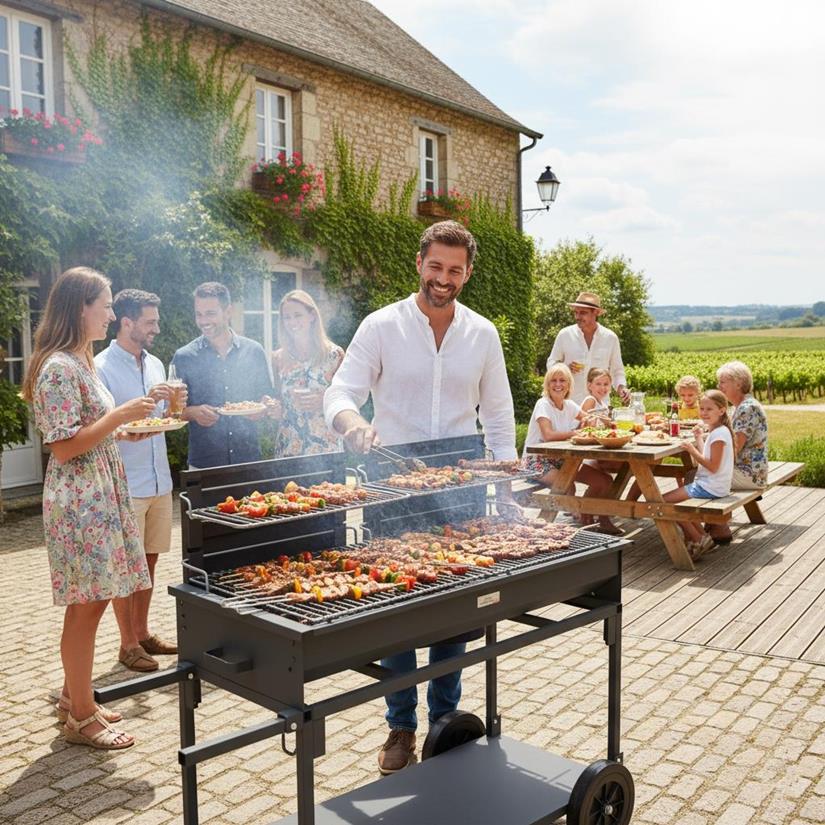 XL DOUBLE-BURNER BARBECUE WITH CART