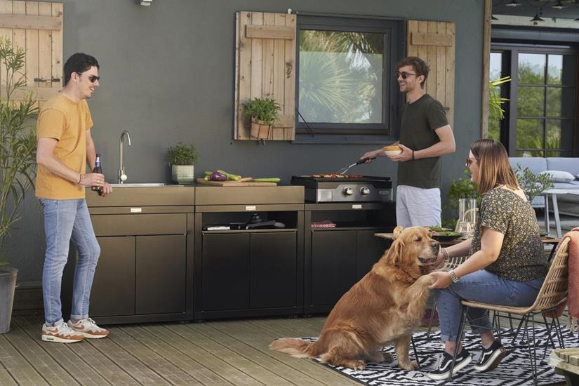 3-Elemente-Küche – Schwarz