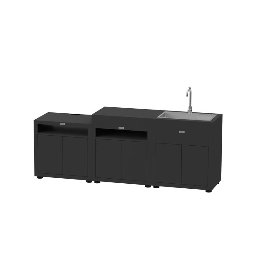 3-Elemente-Küche – Schwarz