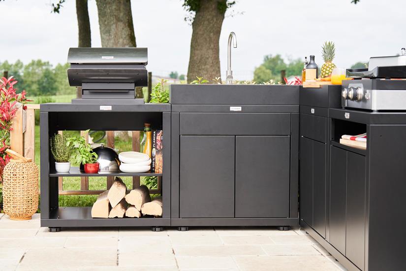 Cabinet with 80×55 cm drawer, black