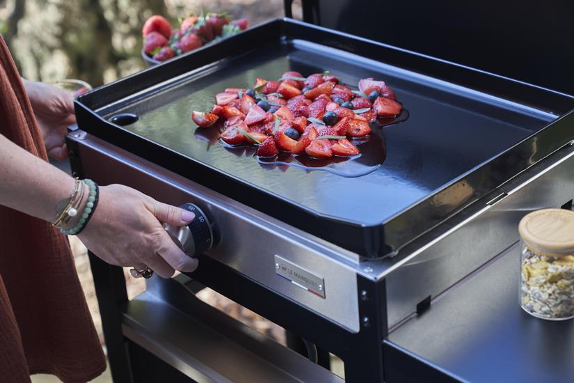 La Plancha Francaise Electric 150 Duo Edition - French Griddle (Lid, Cart, Spice Rack and Curtain Included)