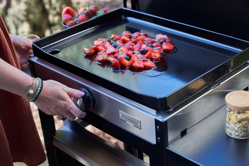 La Plancha Francaise Electric 150 Duo Edition - French Griddle (Lid, Cart, Spice Rack and Curtain Included)